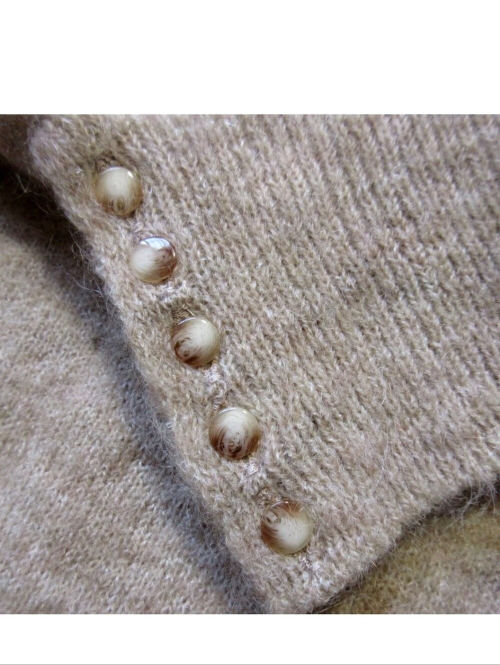 SÉZANE Louise Beige Mohair Jumper Button Sleeve Crew Sweater NWOT - Picture 10 of 16